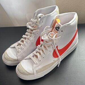 Nike White and Red Athletic Shoes